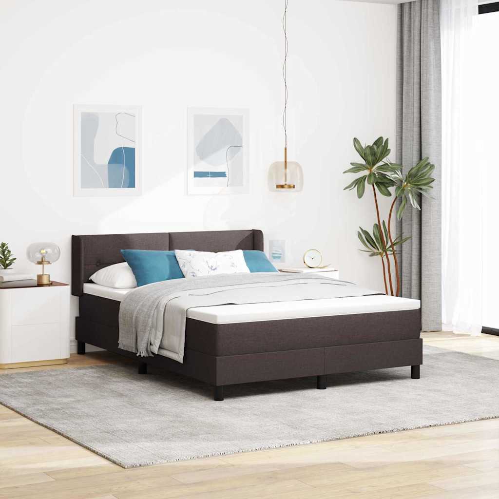 Letto a molle con testiera Marrone Scuro 200 x 140 cm Tessuto | homemem39
