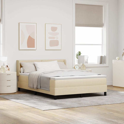 Letto a molle con testiera Crema 200 x 140 cm Tessuto | homemem39
