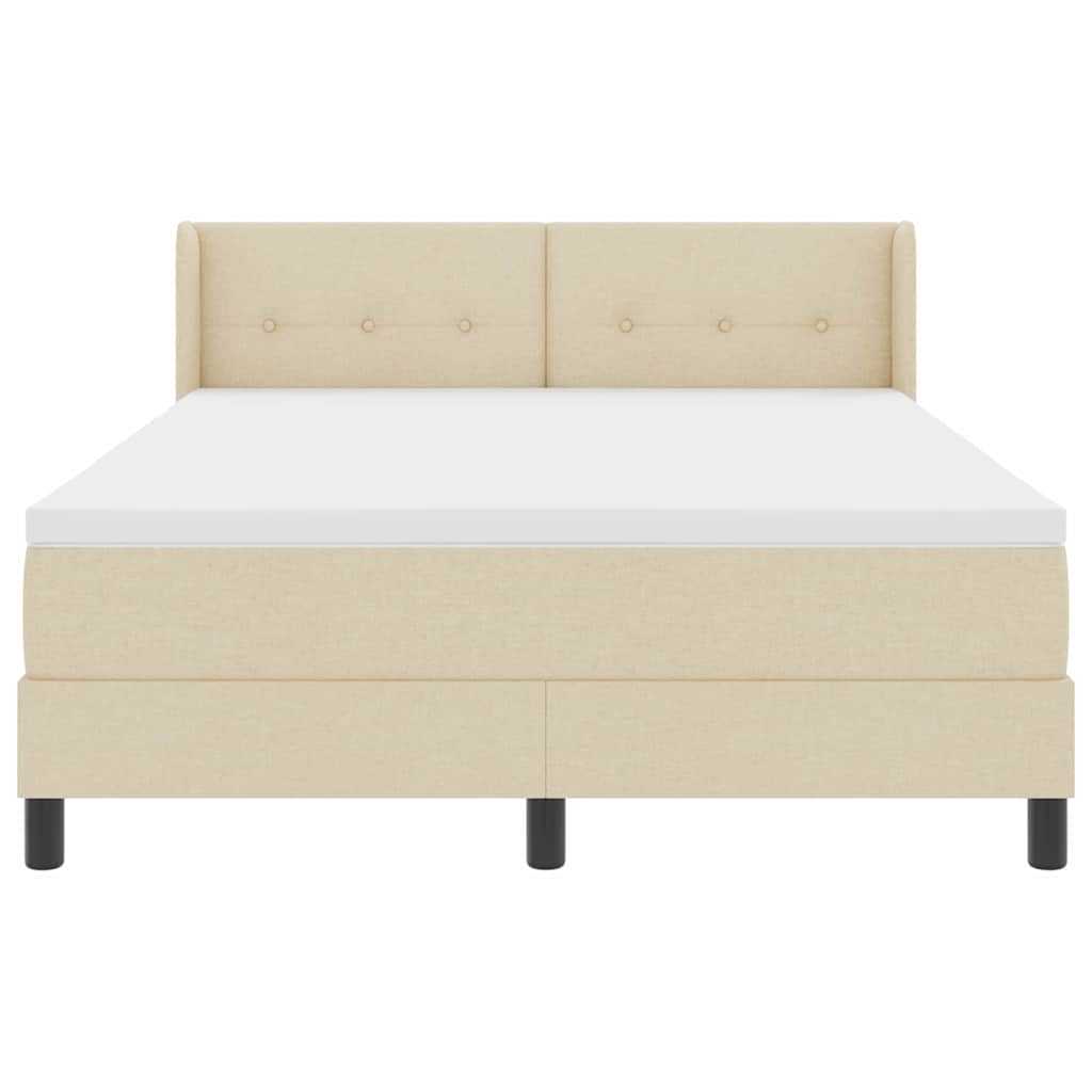Letto a molle con testiera Crema 200 x 140 cm Tessuto | homemem39