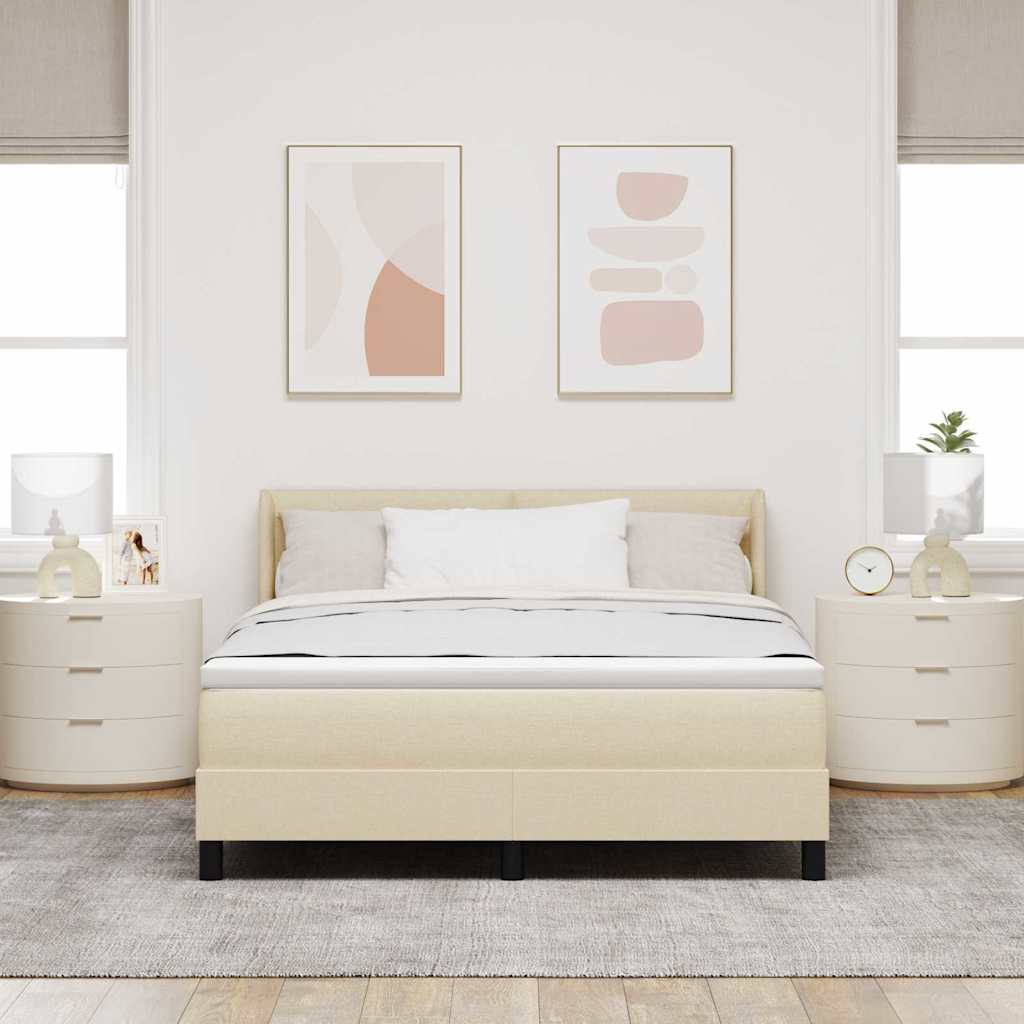 Letto a molle con testiera Crema 200 x 160 cm Tessuto | homemem39