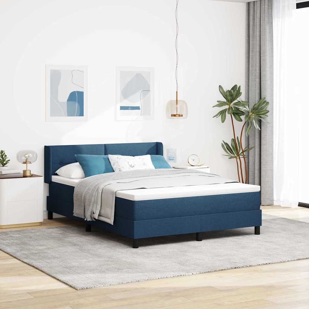 Letto a molle con testiera Blu 200 x 160 cm Tessuto