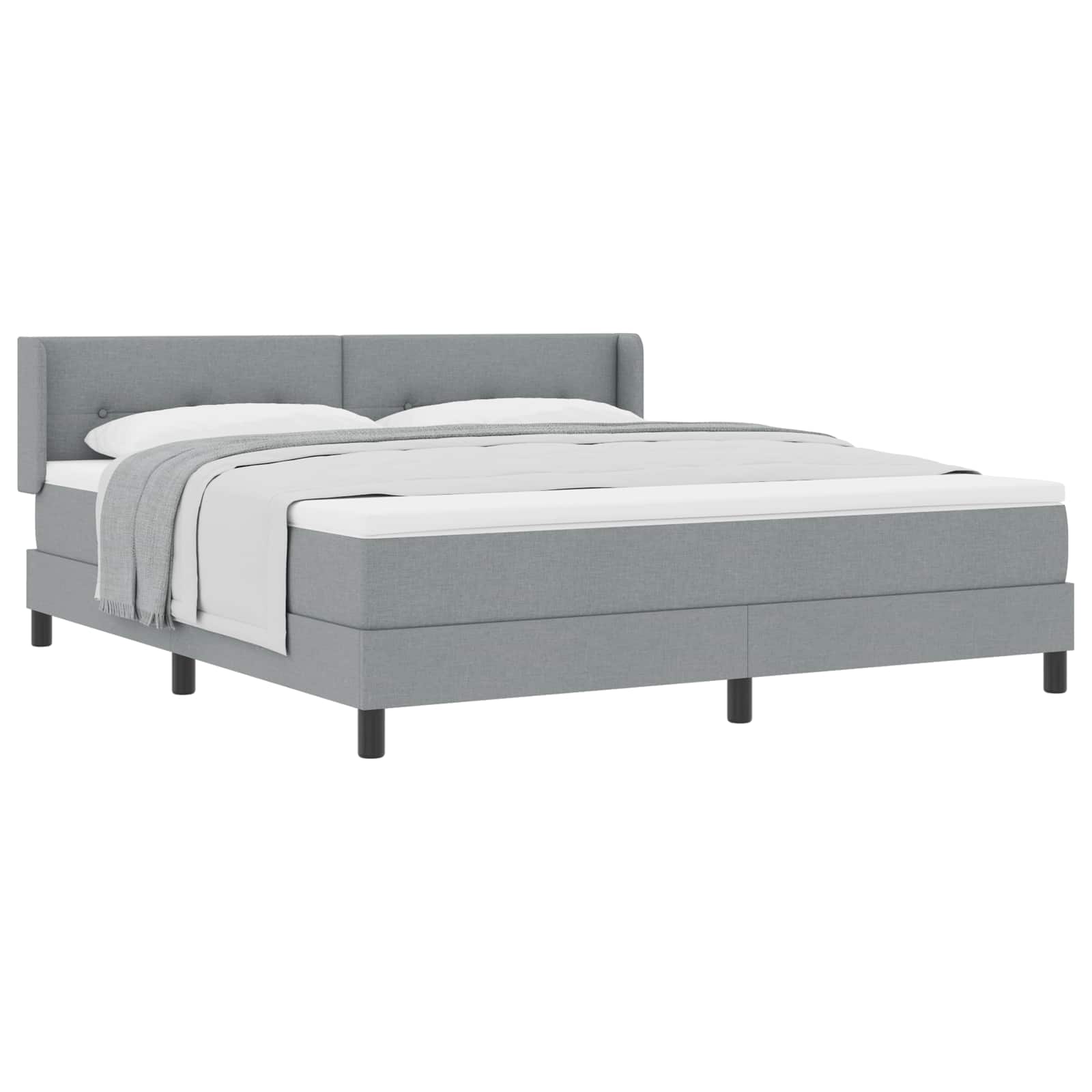 Letto a molle con testiera Grigio chiaro 200 x 180 cm Tessuto | homemem39