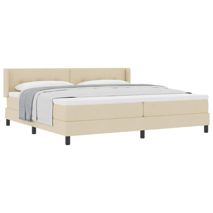 Letto a molle con testiera Crema 200 x 200 cm Tessuto | homemem39