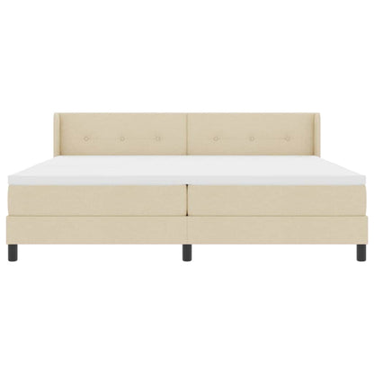 Letto a molle con testiera Crema 200 x 200 cm Tessuto | homemem39
