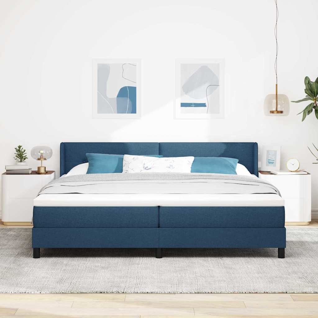 Letto a molle con testiera Blu 200 x 200 cm Tessuto | homemem39