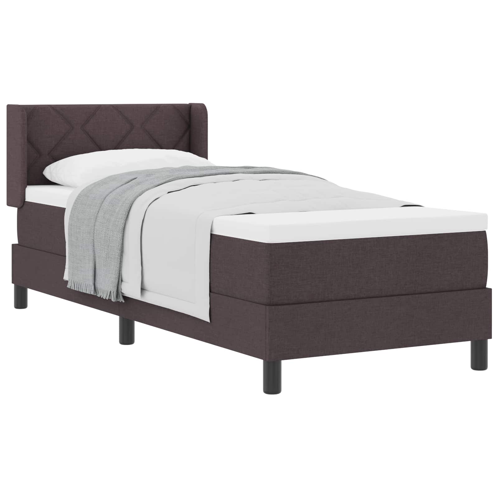 Letto a molle con cuscino Marrone Scuro 200 x 80 cm Tessuto | homemem39