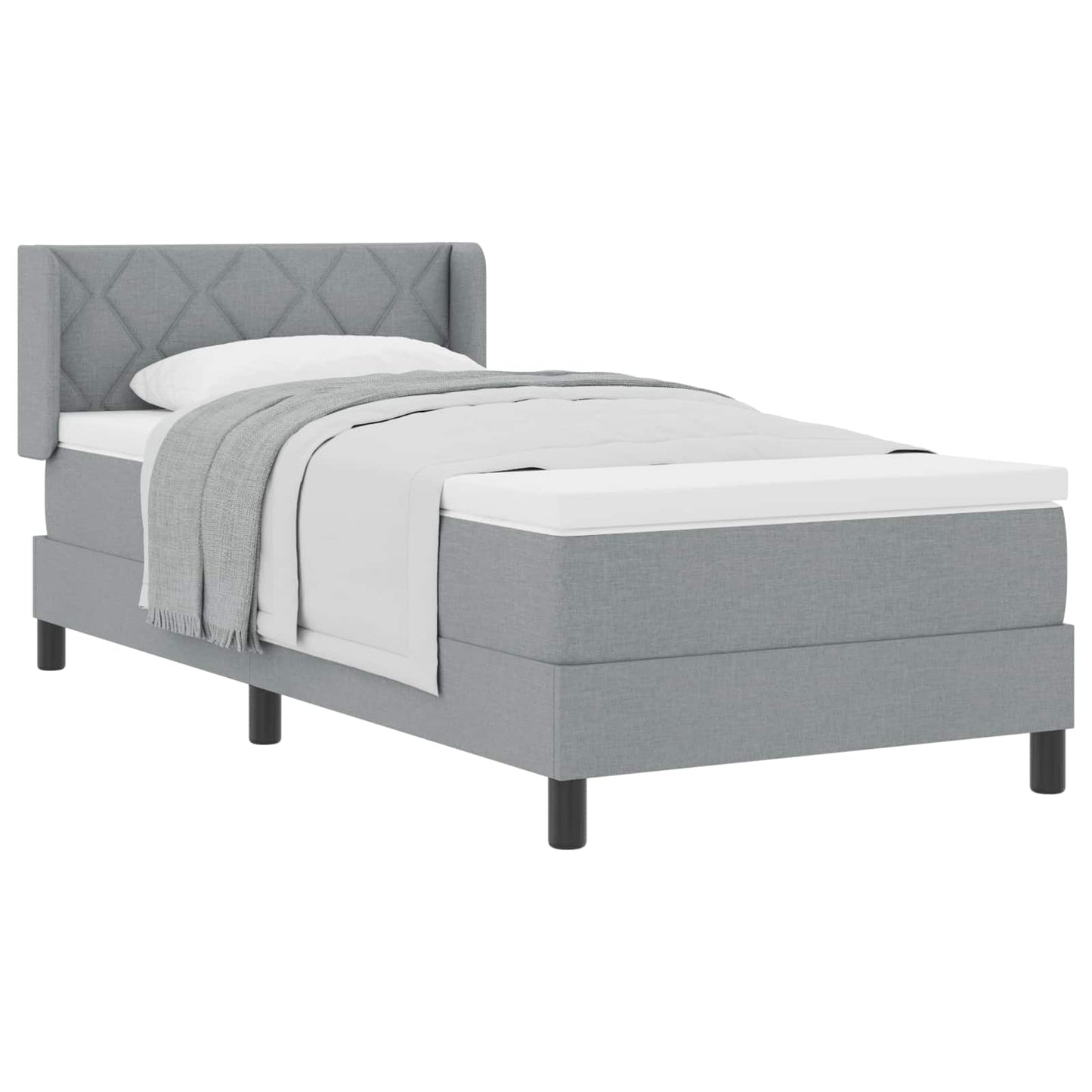 Letto a molle con testiera Grigio chiaro 190 x 90 cm Tessuto | homemem39