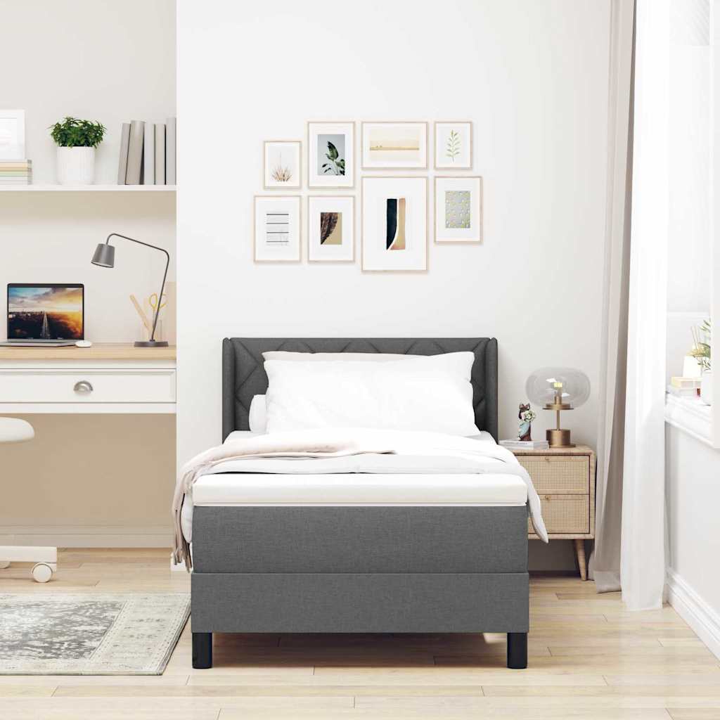 Letto box spring con materasso Grigio scuro 90 x 190 cm