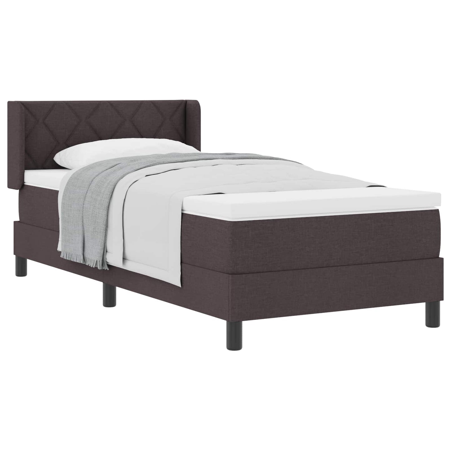 Letto a molle con testiera Marrone Scuro 190 x 90 cm Tessuto | homemem39