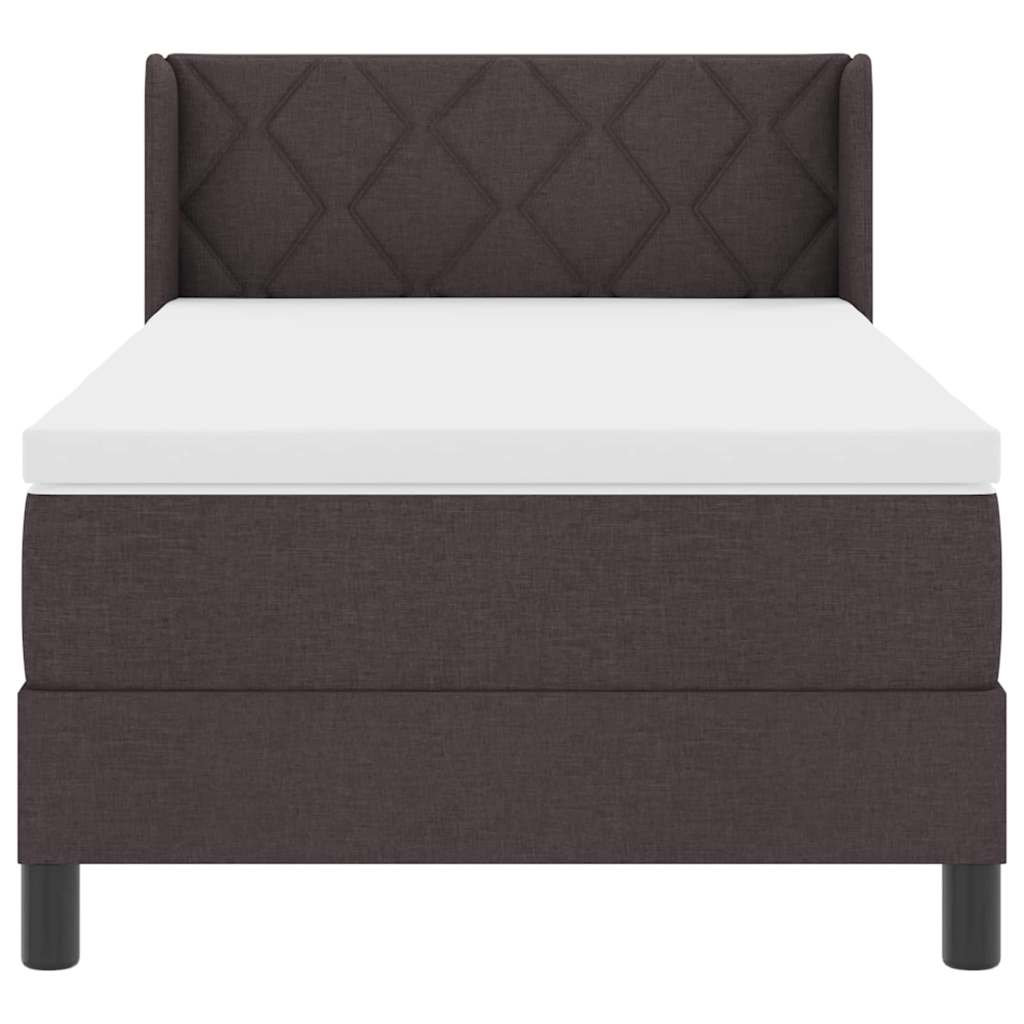 Letto a molle con testiera Marrone Scuro 190 x 90 cm Tessuto | homemem39