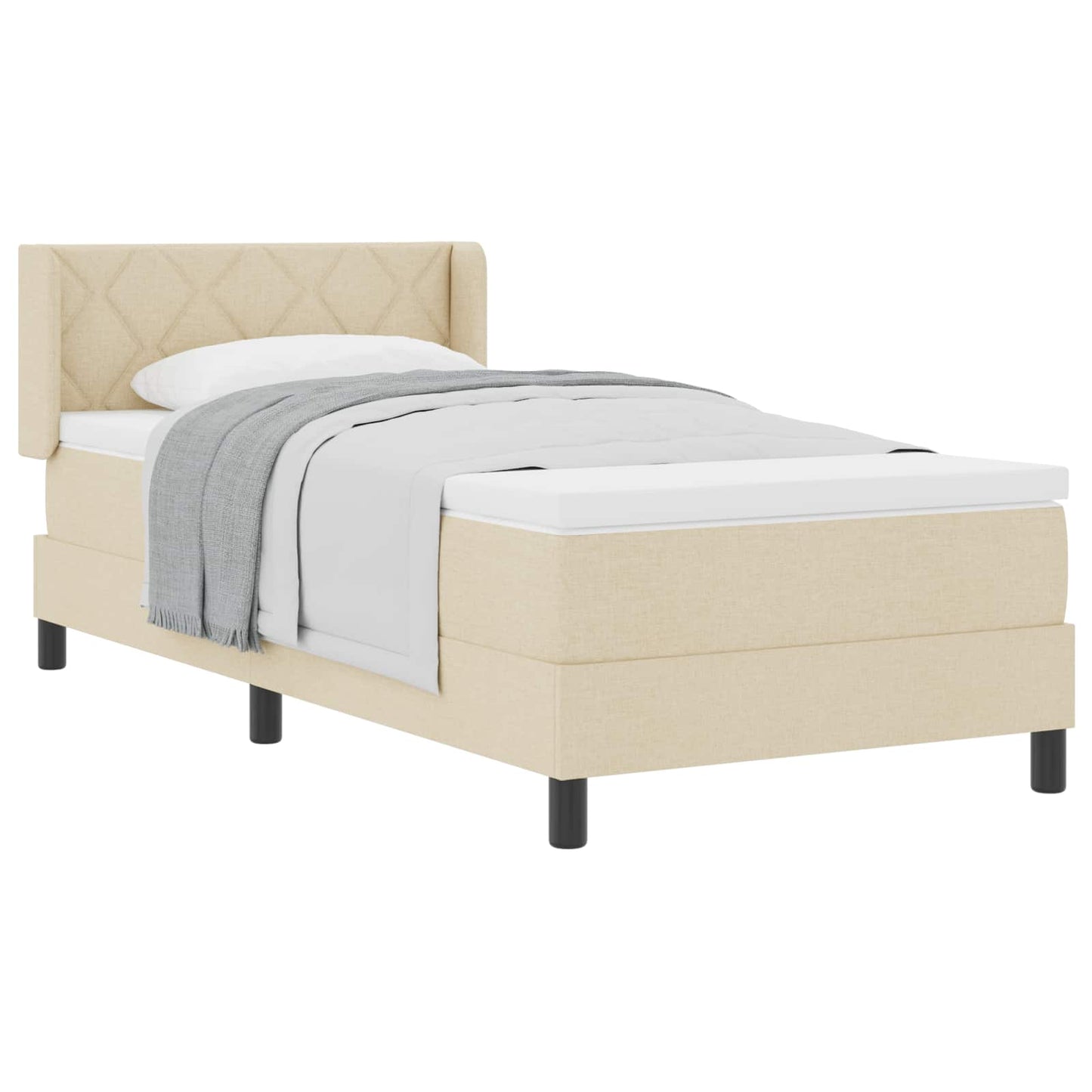 Letto a molle con cuscino Crema 190 x 90 cm Tessuto | homemem39