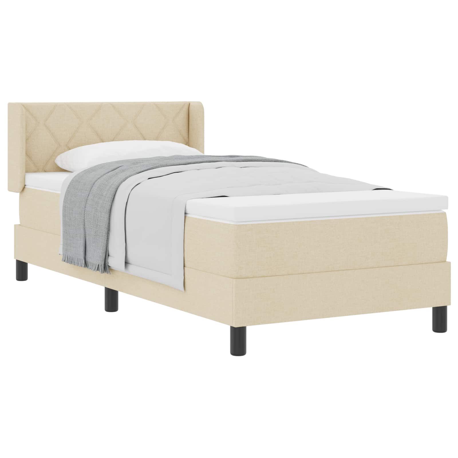 Letto a molle con cuscino Crema 190 x 90 cm Tessuto | homemem39