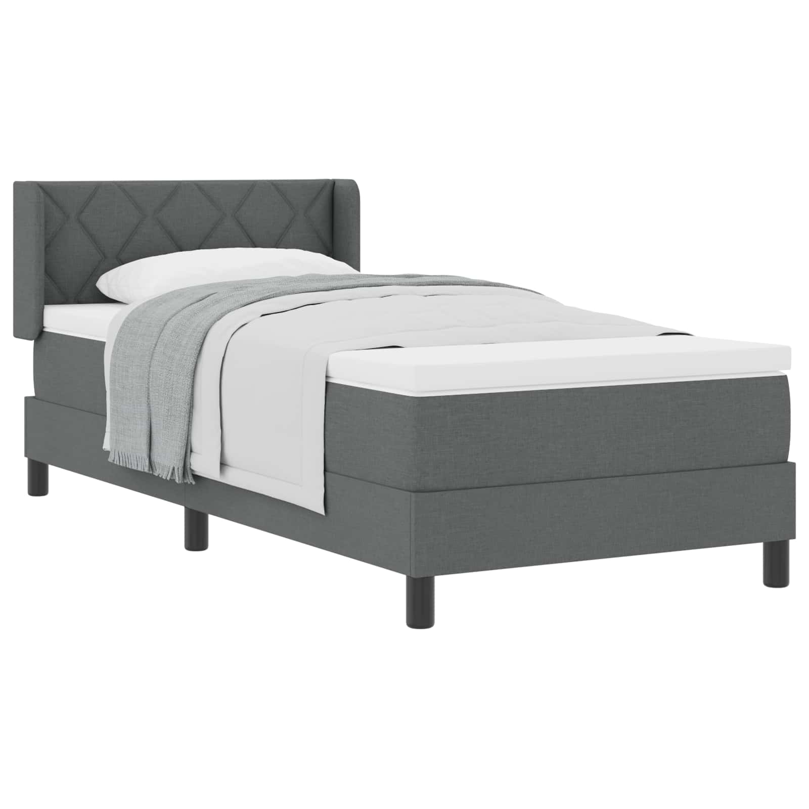 Letto a molle con testiera Grigio scuro 200 x 90 cm Tessuto | homemem39