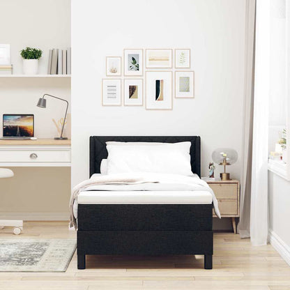 Letto a molle con testiera Nero 200 x 90 cm Tessuto | homemem39