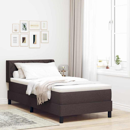 Letto a molle con testiera Marrone Scuro 200 x 90 cm Tessuto