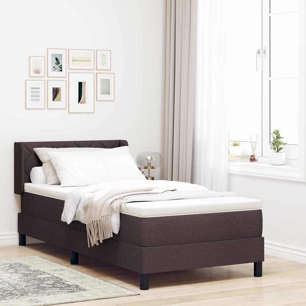Letto a molle con testiera Marrone Scuro 200 x 100 cm Tessuto | homemem39