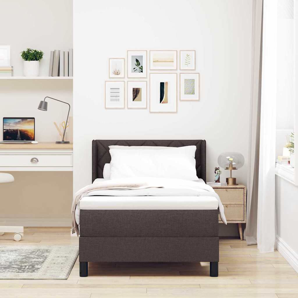 Letto a molle con testiera Marrone Scuro 200 x 100 cm Tessuto | homemem39