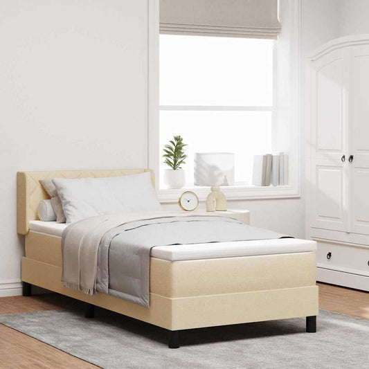 Letto a molle con testiera Crema 200 x 100 cm Tessuto | homemem39