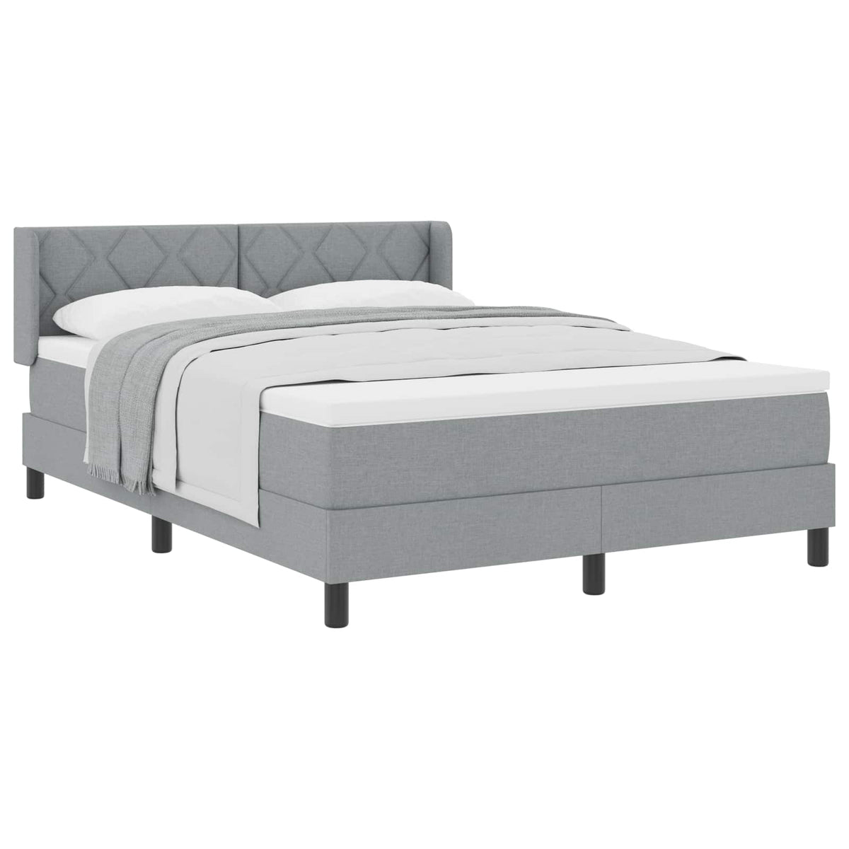 Letto a molle con testiera Grigio chiaro 190 x 140 cm Tessuto