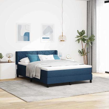 Letto a molle con testiera Blu 190 x 140 cm Tessuto