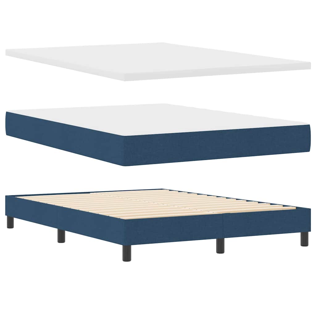 Letto a molle con testiera Blu 190 x 140 cm Tessuto
