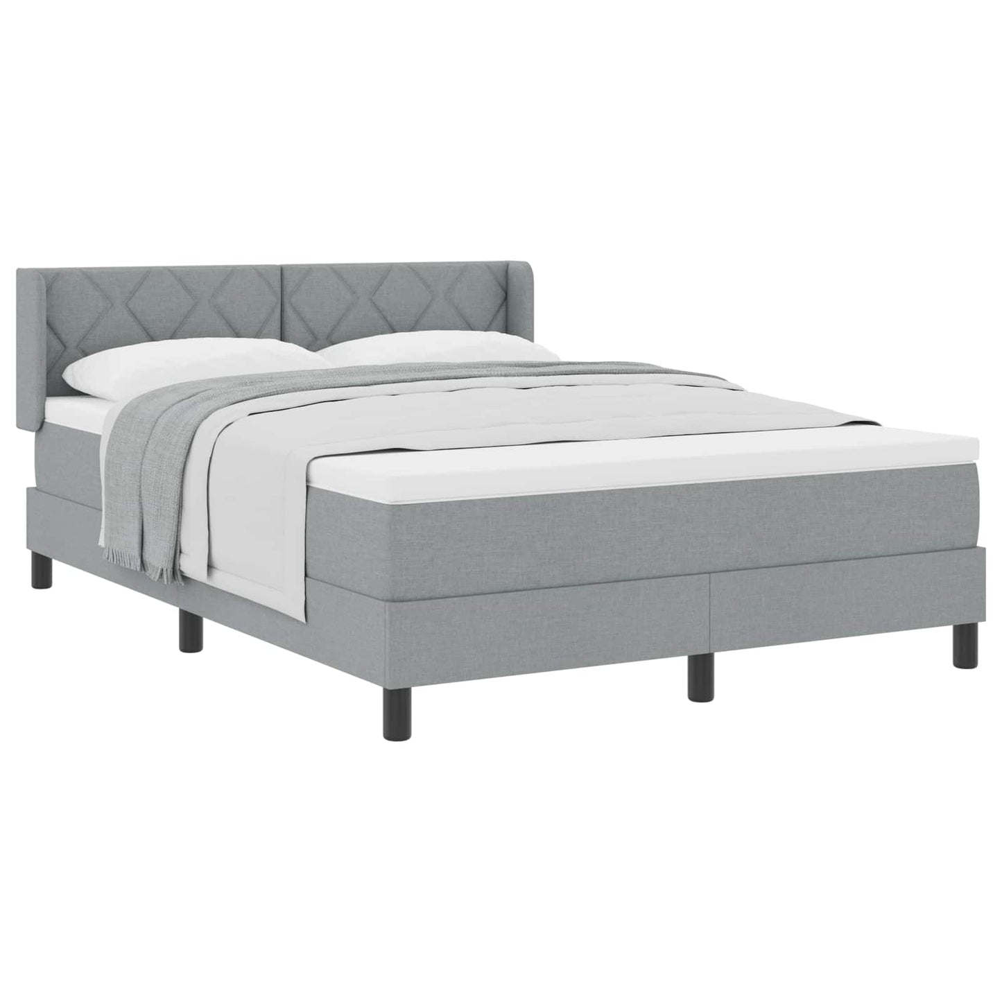 Letto a molle con testiera Grigio chiaro 200 x 140 cm Tessuto | homemem39