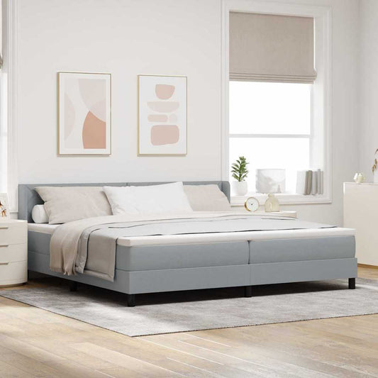 Letto a molle con testiera Grigio chiaro 200 x 200 cm Tessuto | homemem39