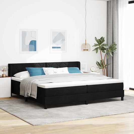 Letto a molle con testiera Nero 200 x 200 cm Tessuto | homemem39