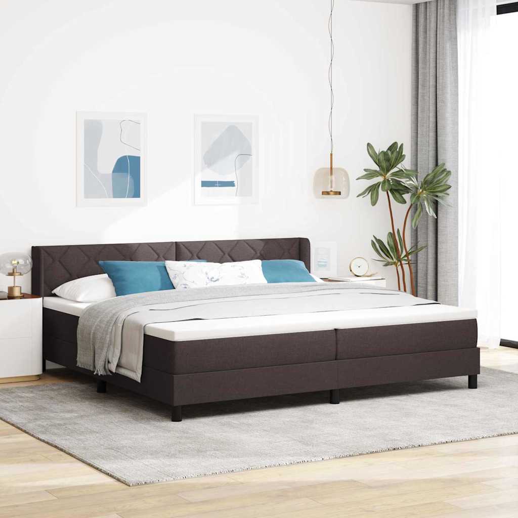 Letto a molle con testiera Marrone Scuro 200 x 200 cm Tessuto | homemem39