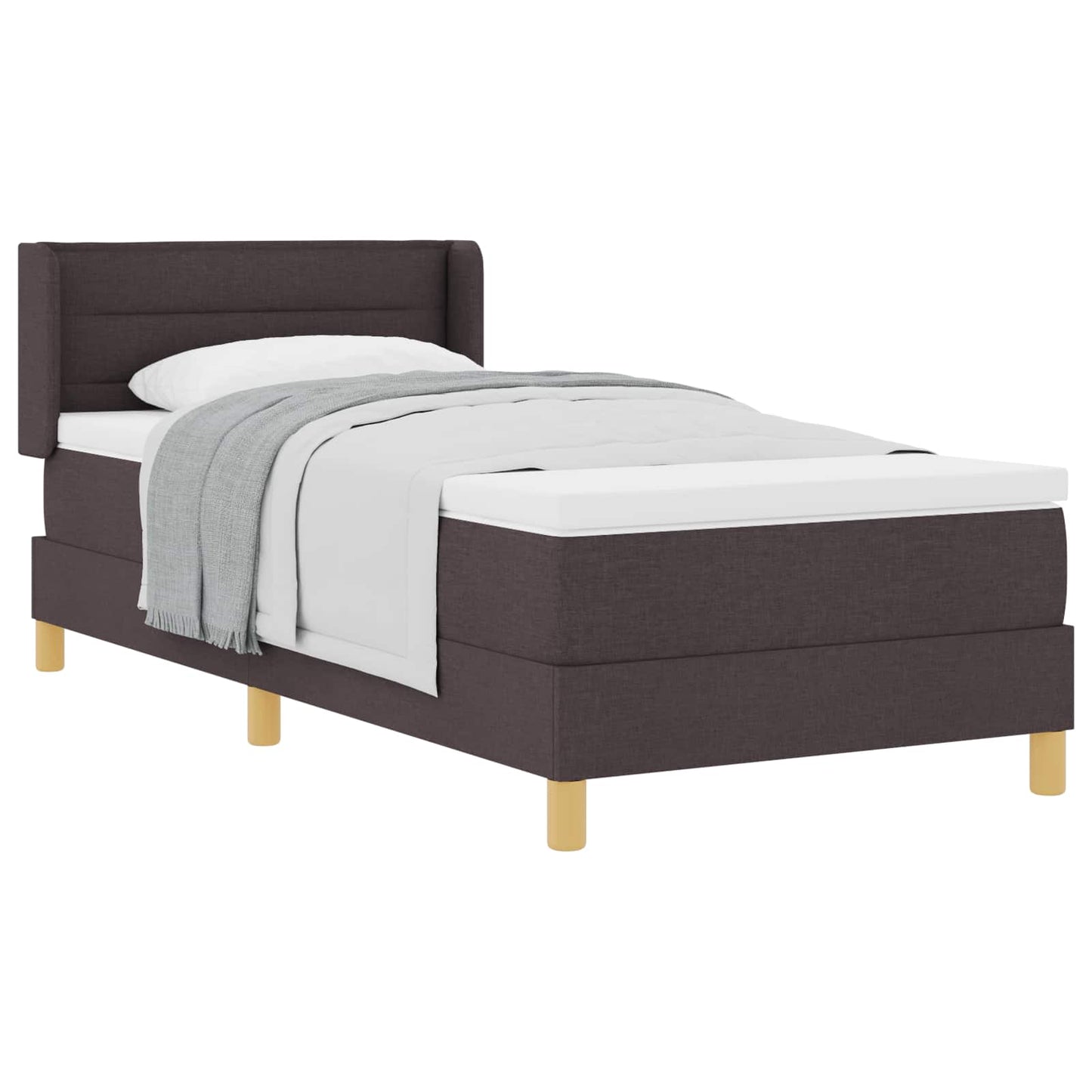 Letto a molle con materasso Marrone Scuro 200 x 90 cm Tessuto | homemem39