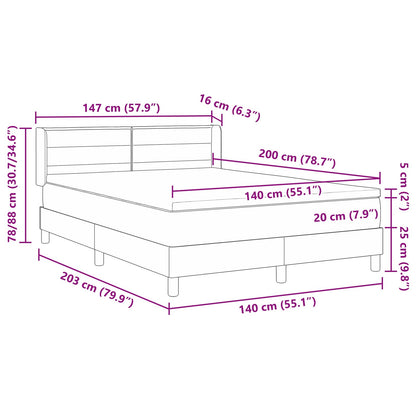 Letto a molle con materasso Nero 200 x 140 cm Tessuto | homemem39