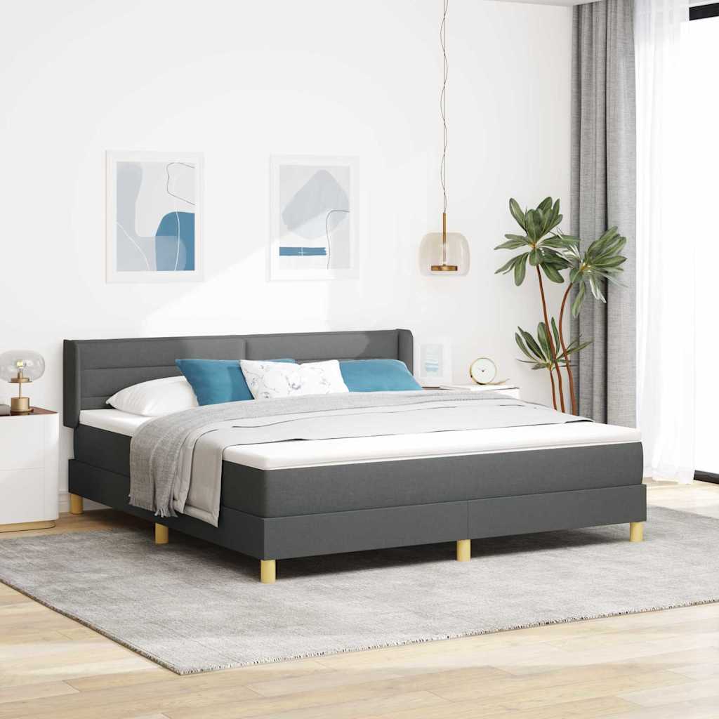 Letto a molle con materasso Grigio scuro 200 x 180 cm Tessuto | homemem39