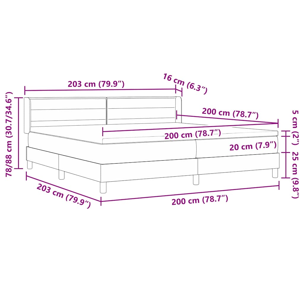 <strong>Letto a Molle< / strong> Grigio scuro 200 x 200 cm