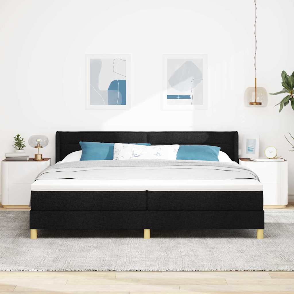 Letto a molle con materasso Nero 200 x 200 cm Tessuto