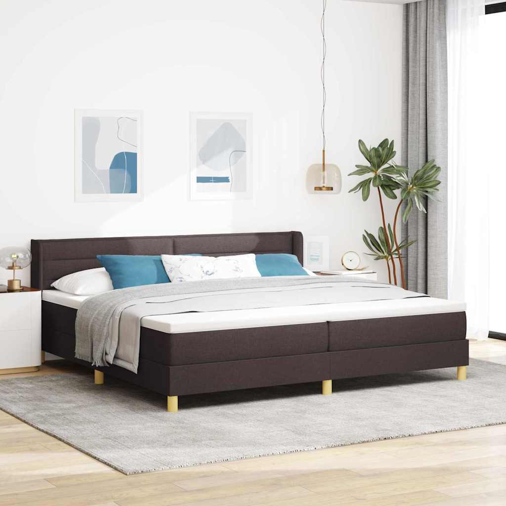 Letto a molle con materasso Marrone Scuro 200 x 200 cm Tessuto | homemem39