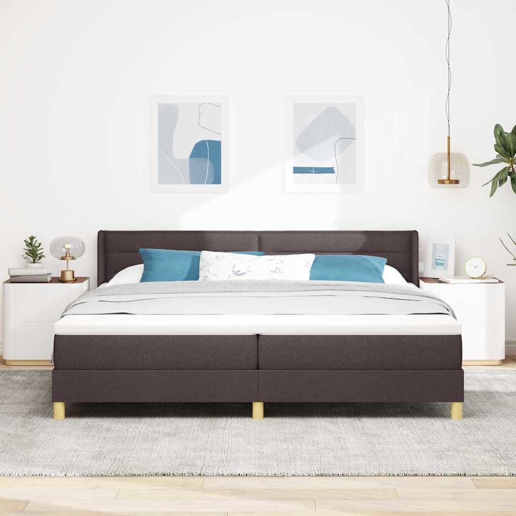 Letto a molle con materasso Marrone Scuro 200 x 200 cm Tessuto | homemem39