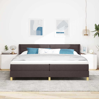 Letto a molle con materasso Marrone Scuro 200 x 200 cm Tessuto | homemem39
