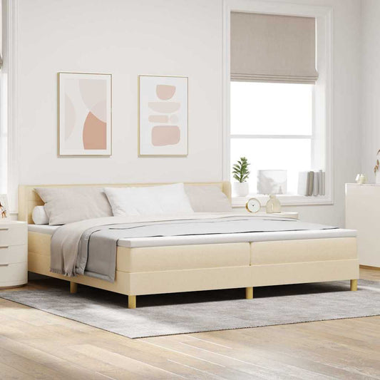 Letto a molle con materasso Crema 200 x 200 cm Tessuto