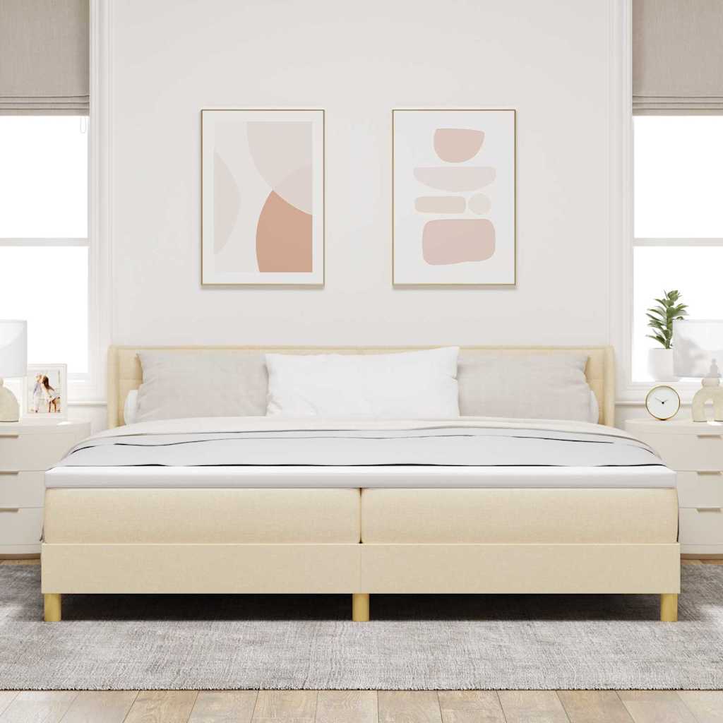 Letto a molle con materasso Crema 200 x 200 cm Tessuto