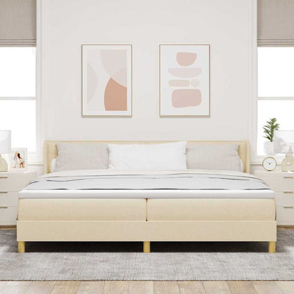Letto a molle con materasso Crema 200 x 200 cm Tessuto