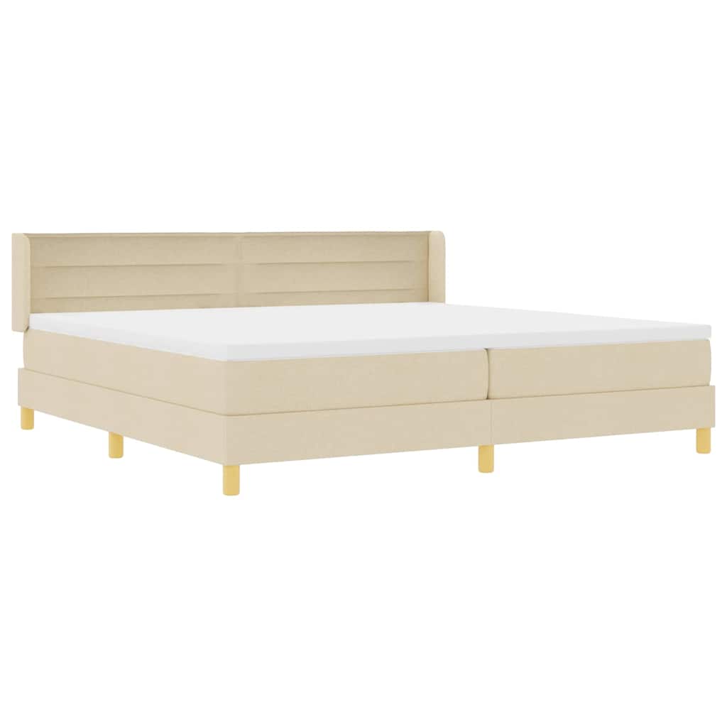 Letto a molle con materasso Crema 200 x 200 cm Tessuto | homemem39