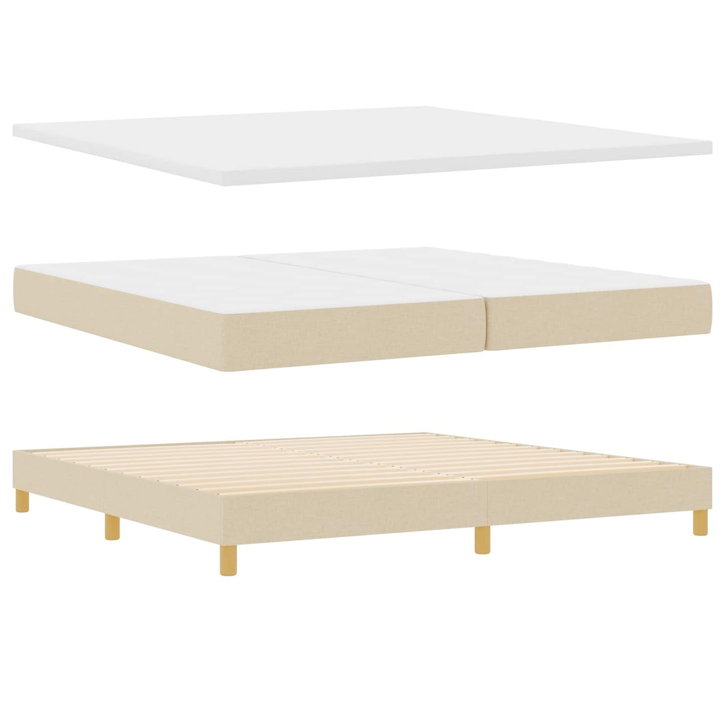 Letto a molle con materasso Crema 200 x 200 cm Tessuto