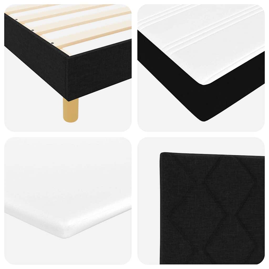 Letto a molle con testiera Nero 200 x 80 cm Tessuto