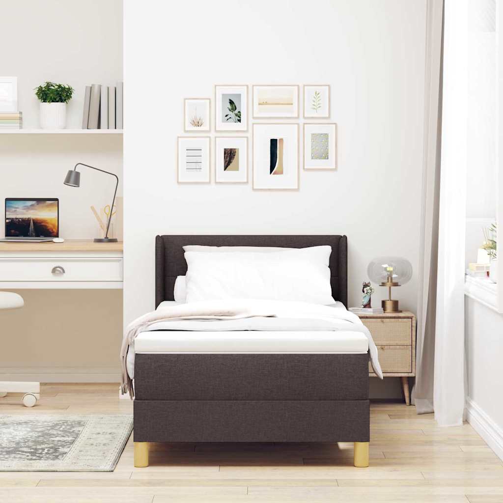 Letto a molle con materasso Marrone Scuro 200 x 80 cm Tessuto | homemem39