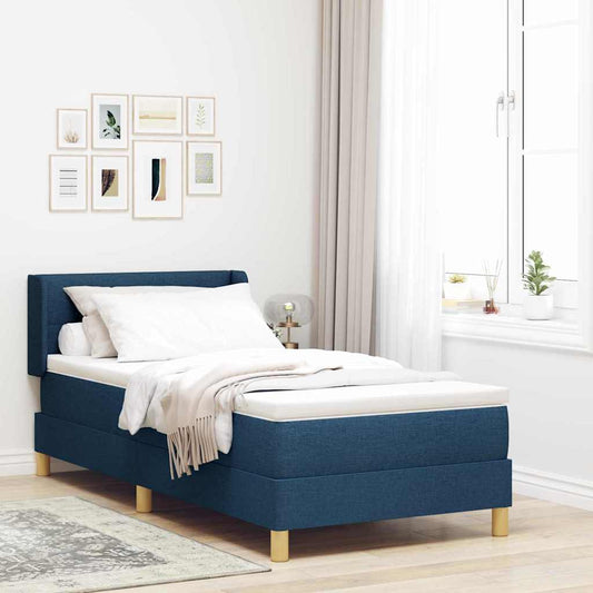 Letto a molle con testiera Blu 190 x 90 cm Tessuto | homemem39