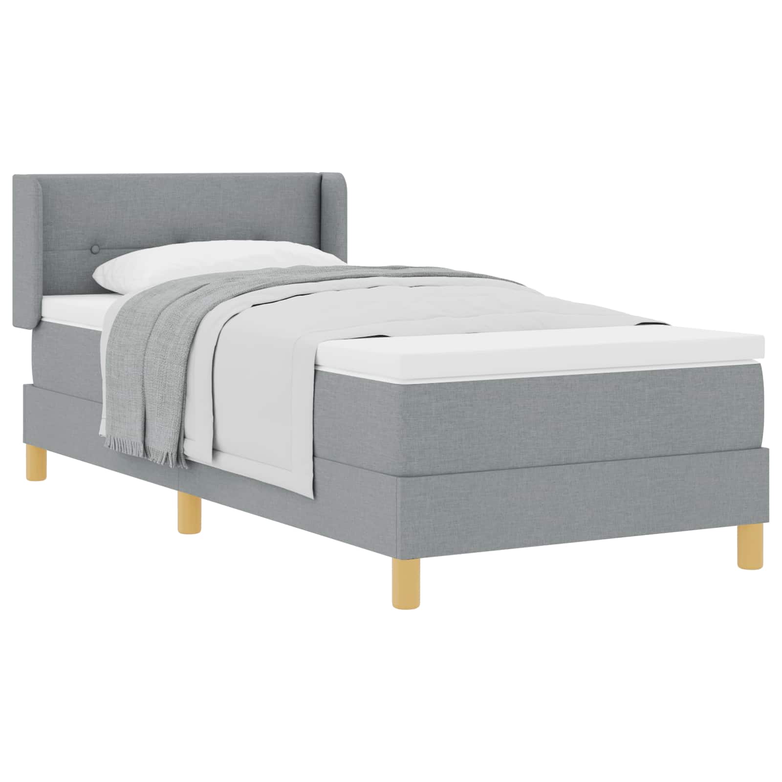 Letto a molle con testiera Grigio chiaro 200 x 90 cm Tessuto | homemem39