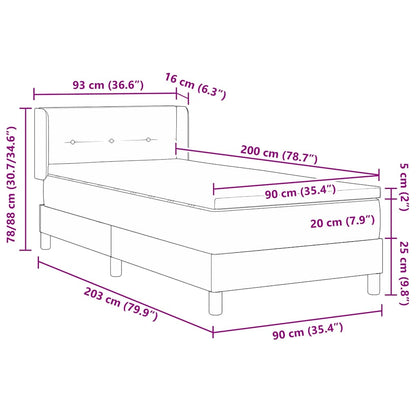 Letto a molle con testiera Grigio chiaro 200 x 90 cm Tessuto | homemem39