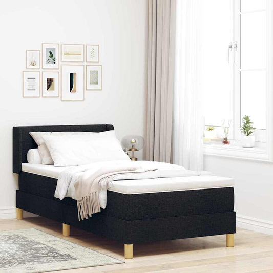 Letto a molle con testiera Nero 200 x 90 cm Tessuto | homemem39