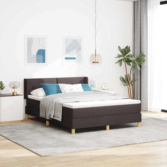 Letto a molle con testiera Marrone Scuro 190 x 140 cm Tessuto | homemem39