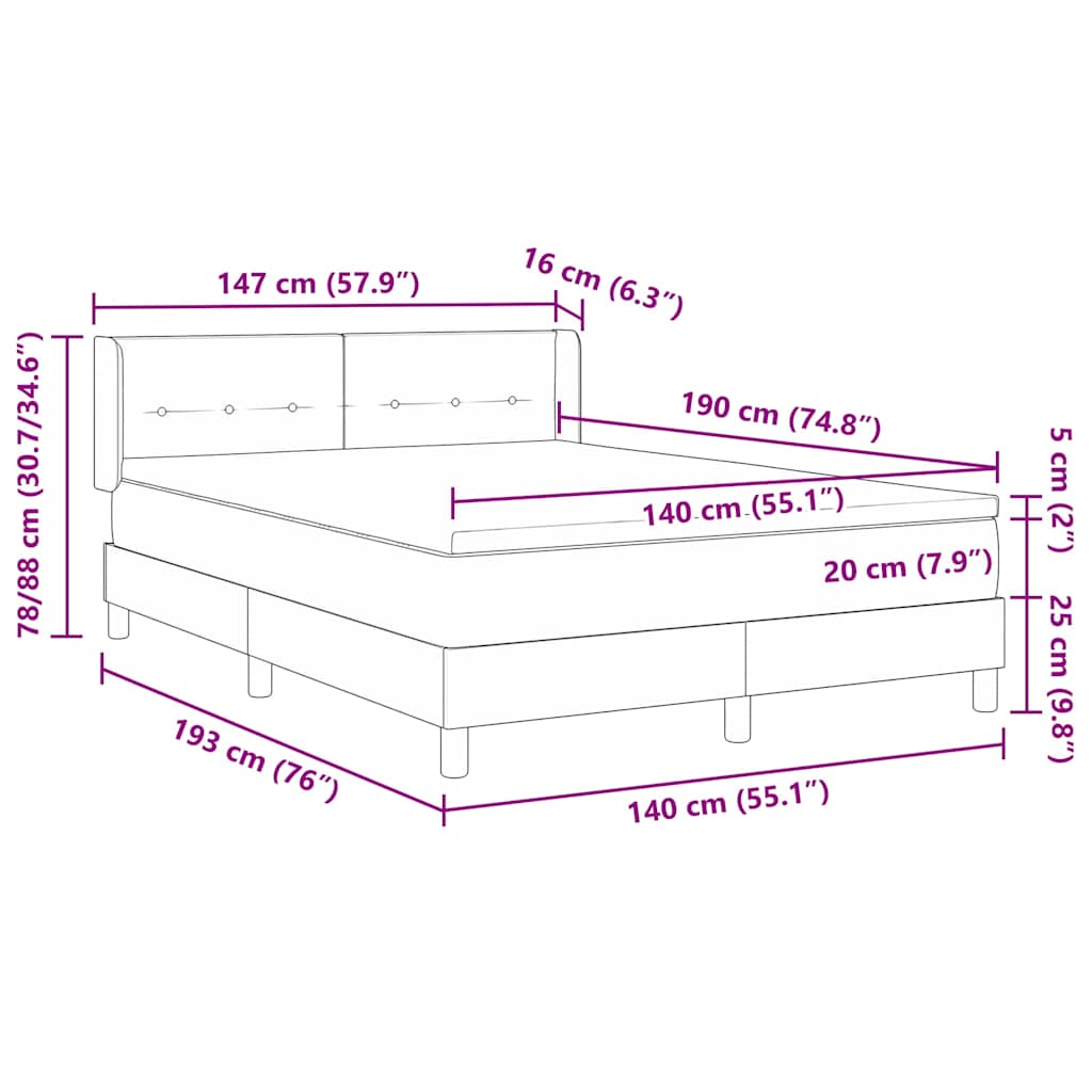 Letto a molle con testiera Blu 190 x 140 cm Tessuto | homemem39